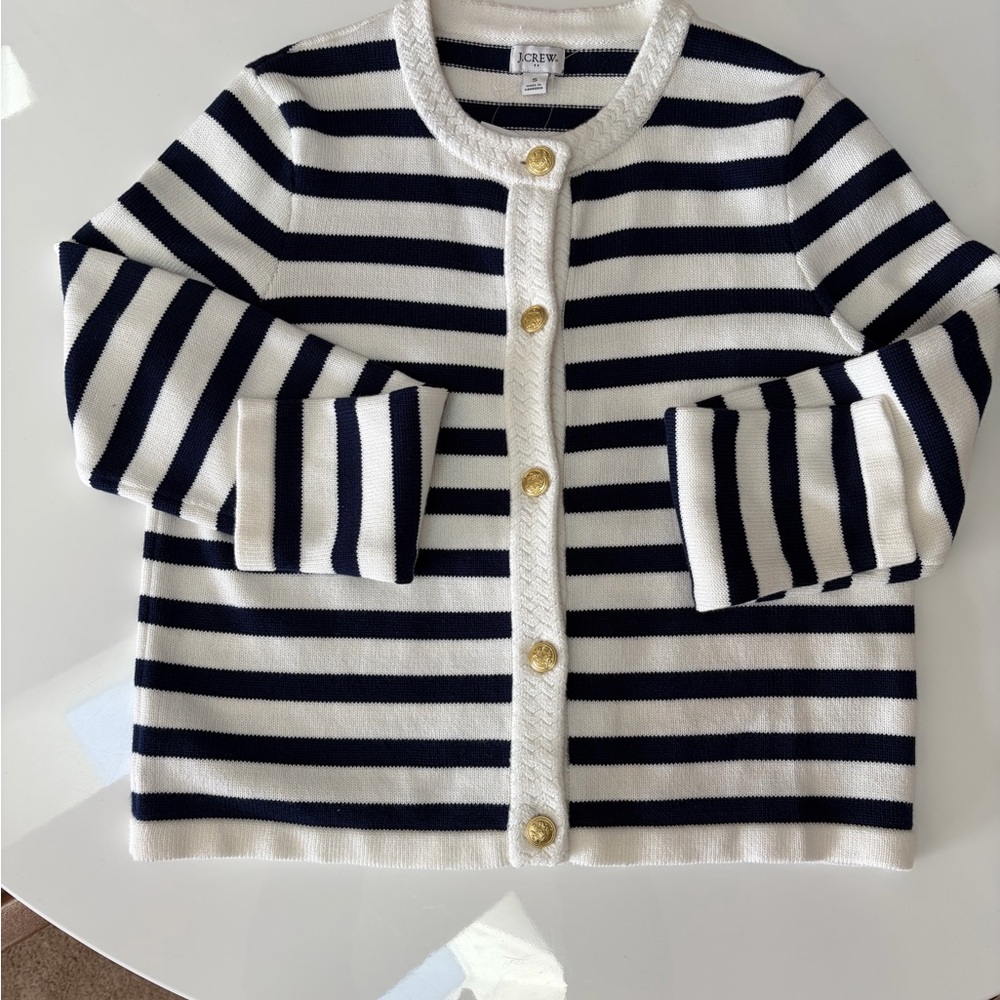 #116 J Crew Navy and White Striped Sweater. NWT. Size S. Classy! - Picture 7 of 10